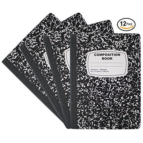 Emraw Black /& White Marble Style Cover Composition Book with 100 Sheets of Wide Ruled White Paper 12 Pack